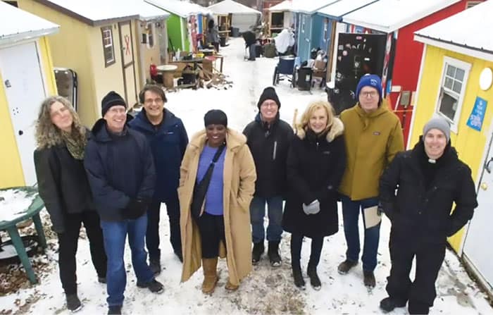 Staff and board members, including Resurrectionist Father Toby Collins (far right) serve at A Better Tent City in Kitchener, Ontario. The project is supported by its community partners such as St. Mary Our Lady of the Seven Sorrows. (Courtesy of Toby Collins/Canada)