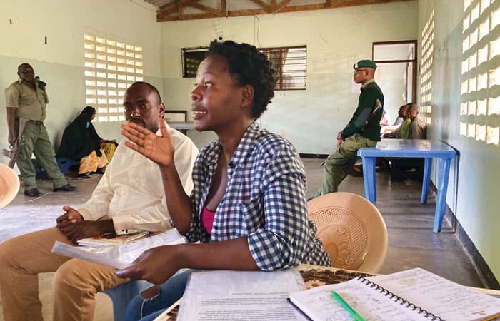 Volunteers speak about alcohol and substance abuse to Port Reitz patients and to inmates transported there from Shimo La Tewa Prison to attend the session. (Courtesy of Megan Hamilton/Kenya)