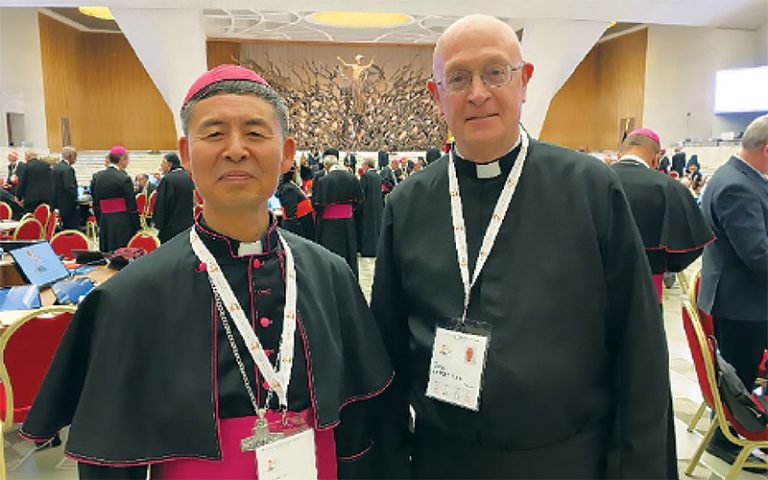 Maryknoll Father William LaRousse (right) is shown with Bishop Anthony Yao Shun, Diocese of Jining, an alumnus of the Maryknoll China Educators and Formators Project. 