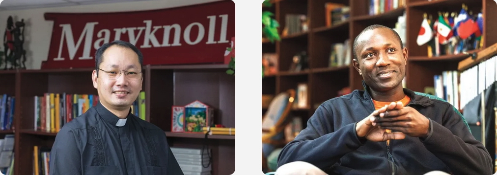 De izq. a dcha.: Los seminaristas Maryknoll Matthew Sim y Patrick Okok residen en la casa de Maryknoll en Chicago, Illinois, mientras finalizan sus clases en la Unión Teológica de Chicago. (Octavio Durán, OFM/EE.UU.)