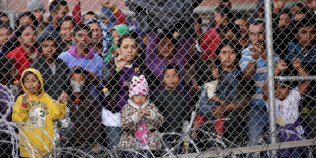 Central American migrants are seen inside an enclosure in El Paso, Texas, March 27, 2019. They were being held by U.S. Customs and Border Protection officers after crossing the U.S.-Mexico border and turning themselves in to request asylum. (CNS/Jose Luis Gonzalez, Reuters)