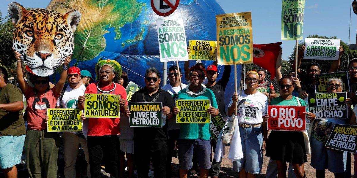 People attend a protest in Belem, Brazil, July 23, 2025, advocating for climate justice months ahead of U.N. Climate Change Conference, COP30, that Belem will be hosting in November. (OSV News/Wagner Santana, Reuters)