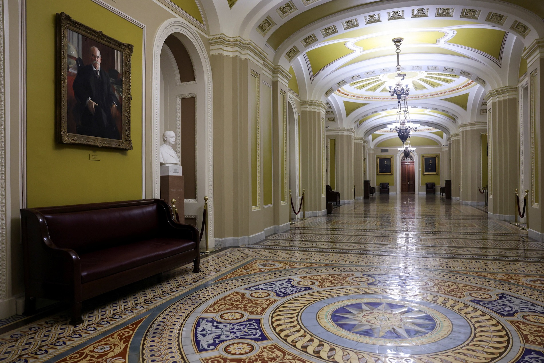 A hallway outside the U.S. Senate chamber sits empty at the U.S. Capitol in the hours before a partial government shutdown in Washington, Sept. 30, 2025. (OSV News photo/Jonathan Ernst, Reuters)