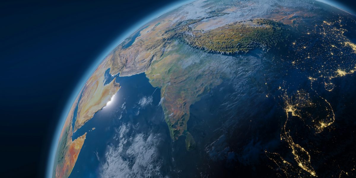 A 3D rendering of a view of planet Earth from space. (Carl Wang/Unsplash)