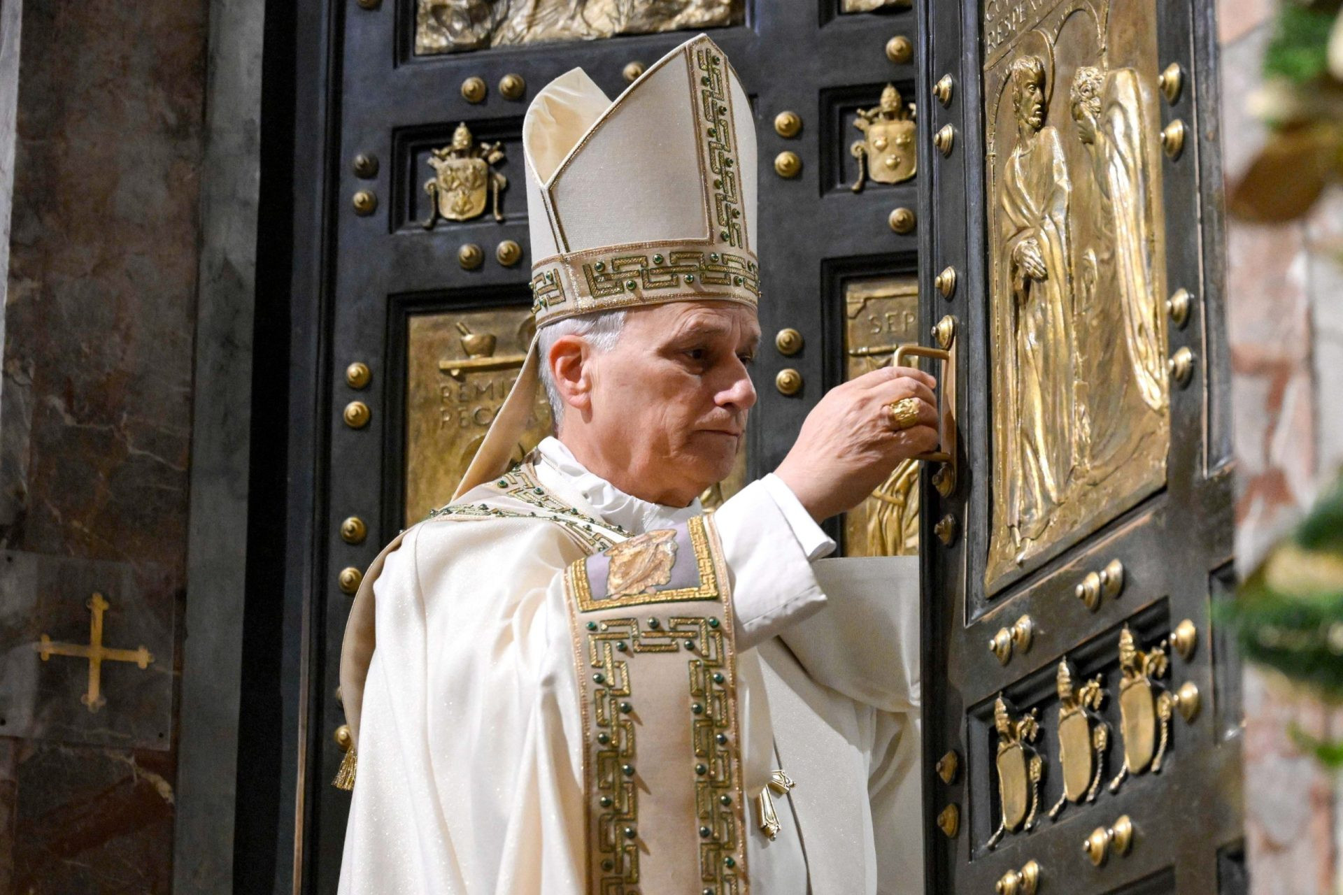 Pope Leo XIV closes the Holy Door at St. Peter’s Basilica Jan. 6, 2026, at the Vatican, marking the official end of the Jubilee Year. (CNS/Vatican Media)