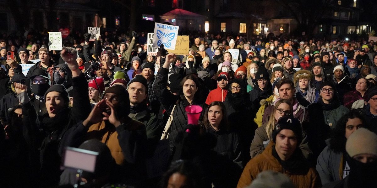 People gather during a vigil for a 37-year-old woman who was shot in her car by a U.S. immigration agent, according to local and federal officials, in Minneapolis Jan. 7, 2026. (OSV News photo/Tim Evans, Reuters)