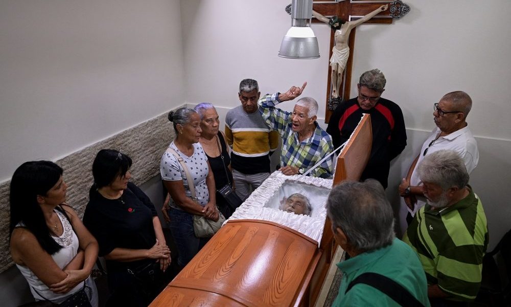 Jose Luis Gonzalez, brother of Rosa Elena Gonzalez, who died from injuries sustained during U.S. strikes in Venezuela, gives a speech as he and members of her family attend her funeral, on the outskirts of Caracas, Venezuela, Jan. 5, 2026. (OSV News/Gaby Oraa, Reuters)