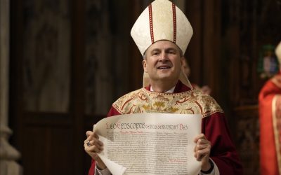 Archbishop Ronald A. Hicks holds the apostolic mandate from Pope Leo XIV appointing him as the new archbishop of New York during his installation Mass at St. Patrick’s Cathedral in New York City Feb. 6, 2026. (OSV News/Gregory A. Shemitz)