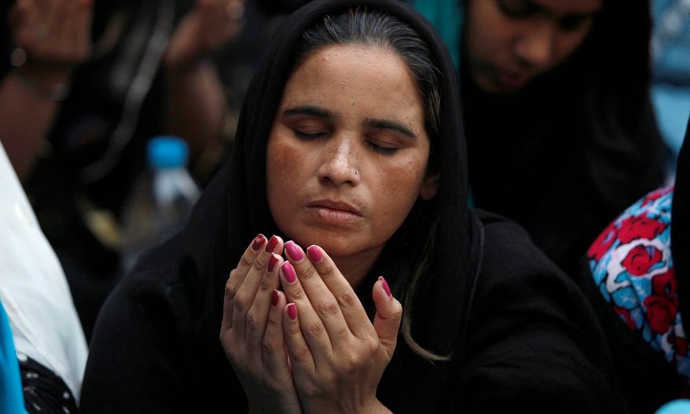 A Pakistani Christian woman prays during a Good Friday service at St. Anthony Church in Lahore. (CNS/Mohsin Raza, Reuters)