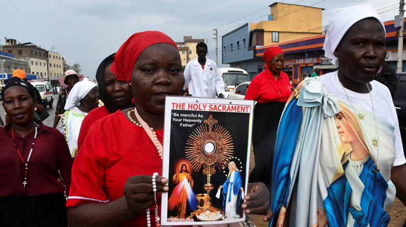 Catholics attend a procession during the National Eucharistic Congress in Juba, South Sudan, Nov. 22, 2024. (OSV News/Samir Bol, Reuters)