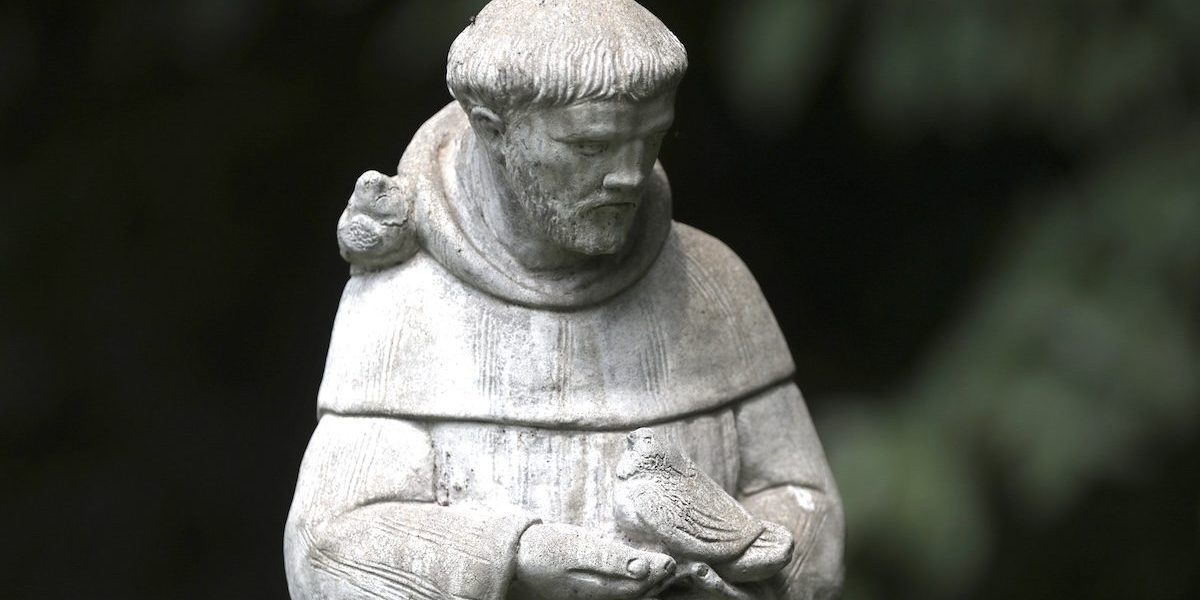 A statue of St. Francis of Assisi is pictured outside an animal hospital in Prince Fredrick, Md., July 22, 2021. His feast day is celebrated Oct. 4. (OSV News photo/Bob Roller)