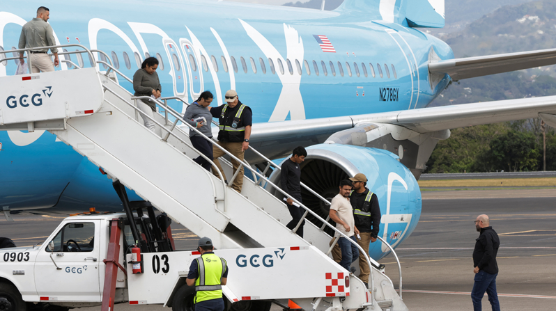 Costa Rican authorities receive a flight carrying 25 people deported from the U.S. at the Juan Santamaria International Airport, near Alajuela, Costa Rica, April 11, 2026. The passengers, all nationals of third countries, arrived under an agreement with the U.S. that Costa Rica will accept such deportees. (OSV News/Mayela Lopez, Reuters)