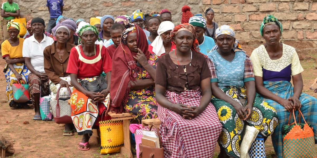 Women and other parishioners from the Vingini community gather for food distribution at St. Anthony Catholic Church in the town of Kibwezi, Kenya. (Moses Njagua Gitahi/Kenya)