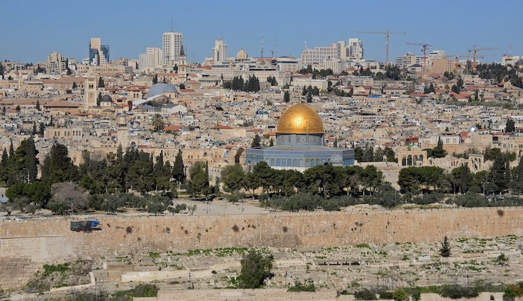 The gold-covered Dome of the Rock at the Temple Mount complex is seen in this overview of Jerusalem from the Mount of Olives in this file photo. (OSV News photo/Debbie Hill)