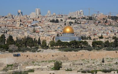 The gold-covered Dome of the Rock at the Temple Mount complex is seen in this overview of Jerusalem from the Mount of Olives in this file photo. (OSV News photo/Debbie Hill)