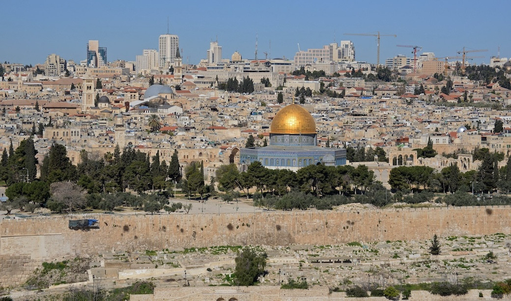 The gold-covered Dome of the Rock at the Temple Mount complex is seen in this overview of Jerusalem from the Mount of Olives in this file photo. (OSV News photo/Debbie Hill)