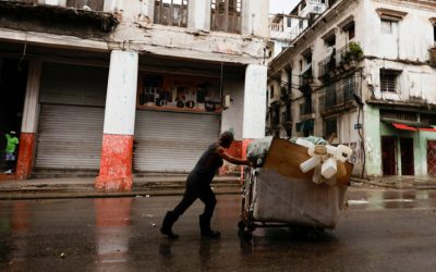 A man pushes a wheelbarrow loaded with collected plastic containers in Havana June 8, 2026. The Cuban government on June 18 announced far-reaching economic measures that could mark the most significant shift toward a market economy since the 1959 revolution. (OSV News/Norlys Perez, Reuters)