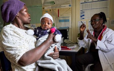 ernine Owour holds her 10-week old daughter, Rylie Willow, as Nurse Nancy Mwai vaccinates the child in the Mathare clinic of the Eastern Deanery AIDS Relief Program in Nairobi, Kenya. Owour has been HIV positive since 2013, but takes antiretroviral medication provided by the clinic that prevents mother-to-child transmission of the virus, allowing children like Rylie Willow to grow up HIV free. (Paul Jeffrey/Kenya)