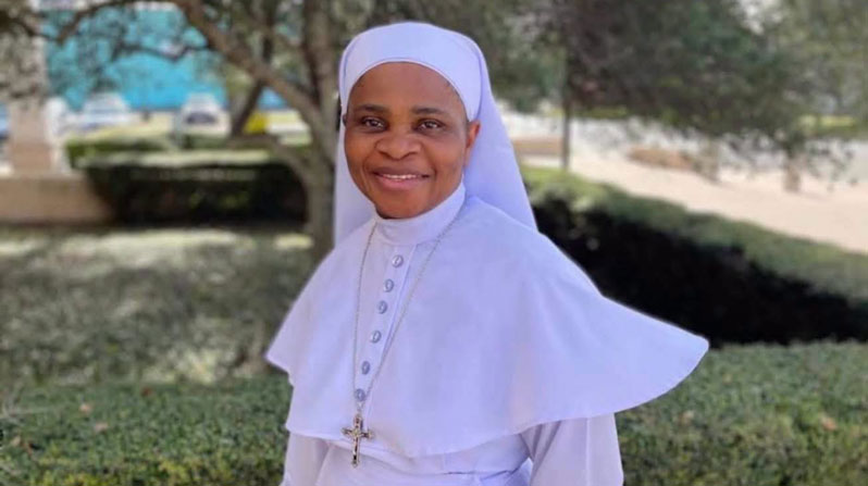 Sister Leticia Ugboaja, a member of the Daughters of Mary Mother of Mercy, is pictured in an undated photo posted on Facebook by Our Lady of Sorrows Parish in McAllen, Texas. Sister Ugboaja was taken into custody June 28, 2026, by U.S. Immigration and Customs Enforcement agents as she was walking to Mass at Our Lady of Sorrows Church and was released several hours later. (OSV News/Our Lady of Sorrows Church, Facebook)