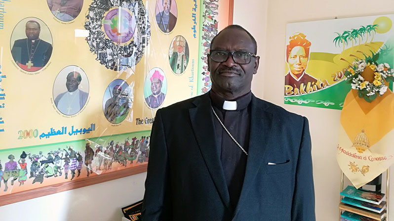 Bishop Yunan Tombe Trille Kuku Andali of El Obeid, Sudan, is pictured in a 2024 photo. In a decision described as a brave and generous witness of fidelity to his small flock, Bishop Tombe is staying on in the Sudanese city of El-Obeid, even as organizations warned that the North Kordofan state capital was increasingly being encircled by the paramilitary Rapid Support Forces and its allies. (OSV News/CPP)