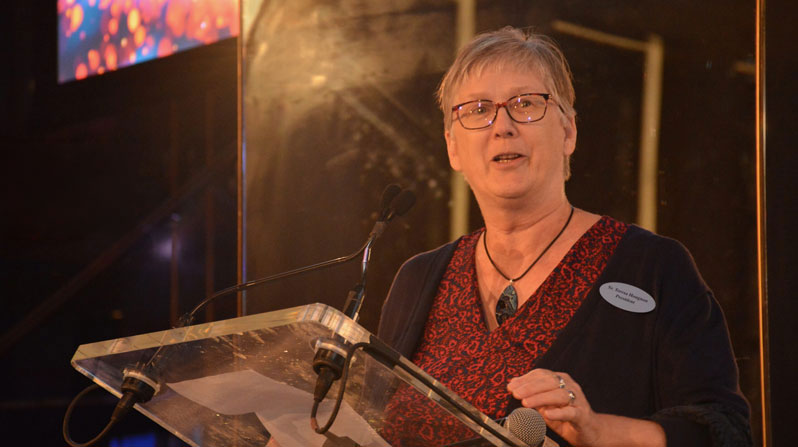 Maryknoll Sister Teresa Hougnon, president of the Maryknoll Sisters of St. Dominic’s Congregational Leadership Team, often gives presentations on mission and service. (Courtesy of Maryknoll Sisters/U.S.)