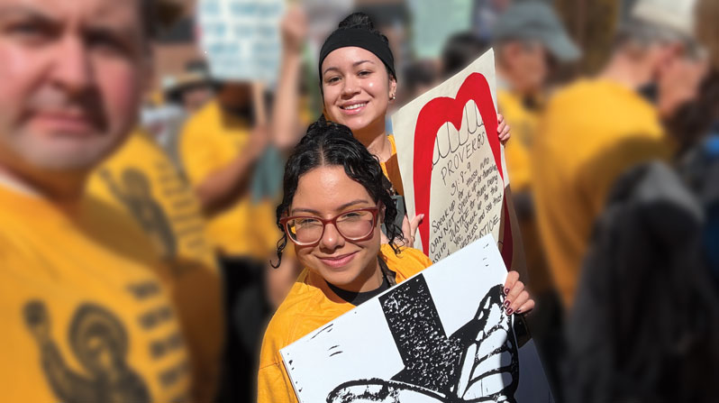 Fernanda Balderrama Chavarria (wearing glasses) joins clergy, religious and other laypeople in a procession and vigil outside Broadview Processing Center, an immigration detention facility, in Chicago. (Courtesy of Fernanda Balderrama Chavarria/U.S.)