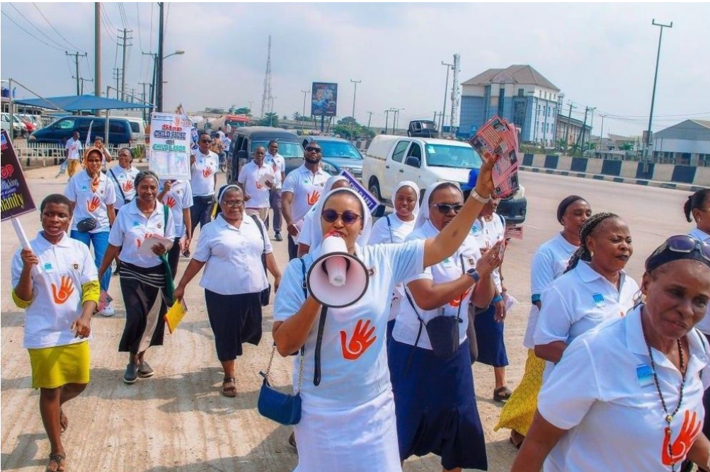Public demonstrations led by sisters are part of Talitha Kum’s education and public awareness efforts. The sister-led anti-trafficking network operates in 113 countries. (Courtesy of Talitha Kum/NCR)
