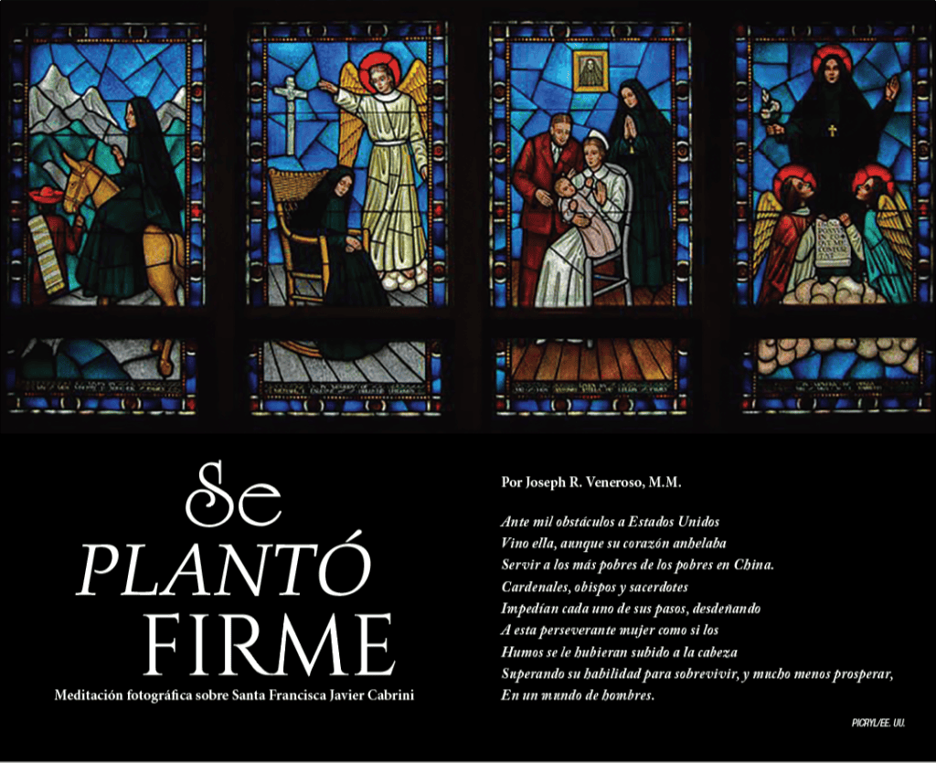 Four beautiful stained glass images with a poem in the forefront.