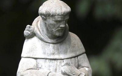 Una estatua de San Francisco de Asís aparece en la imagen frente a un hospital de animales en Prince Fredrick, Maryland, el 22 de julio de 2021. (OSV News/Bob Roller)