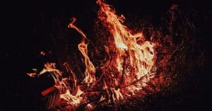 A roaring bonfire of twigs and branches