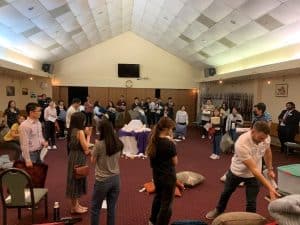 Fr. Rodrigo meets with young adults for a Lenten program at Ascension Catholic Parish in Houston
